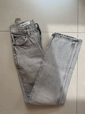 Zara Light Gray Straight-Leg Men's Jeans
